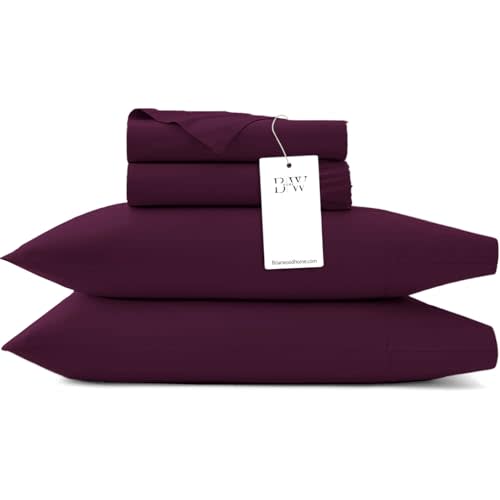 Briarwood Home® 100% Cotton Solid Jersey Sheet Set - Ultra-Soft, Breathable, All-Season Comfort with Deep Pockets - Machine Washable Bedding(Plum, King)