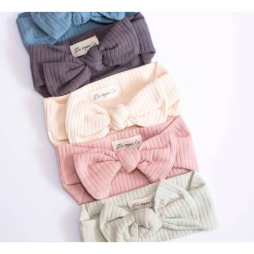 Bundle of 5 Ribbed Bow Headbands Organic Cotton Baby Girl