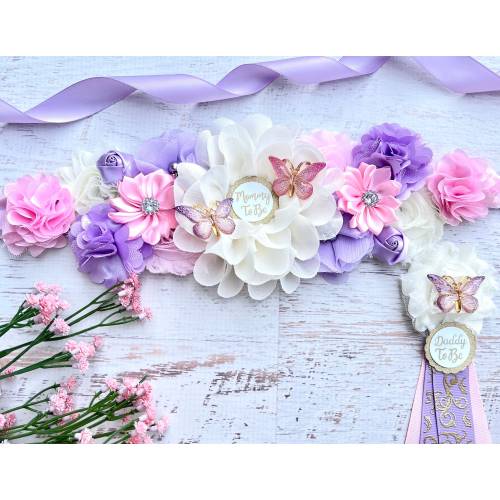 Butterfly Baby Shower Sash , Pink Purple Butterfly Maternity Sash , Baby Shower Girl , Pregnancy Sash ,Mommy To be Sash, Butterfly Baby Bump