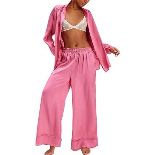 Satin Pajama Set, Floral Silk Pajamas