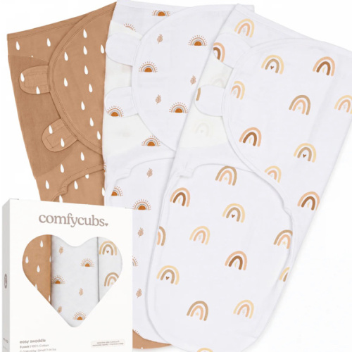 Easy Swaddle Blankets in Rainbow Bohemian, Pack of 3