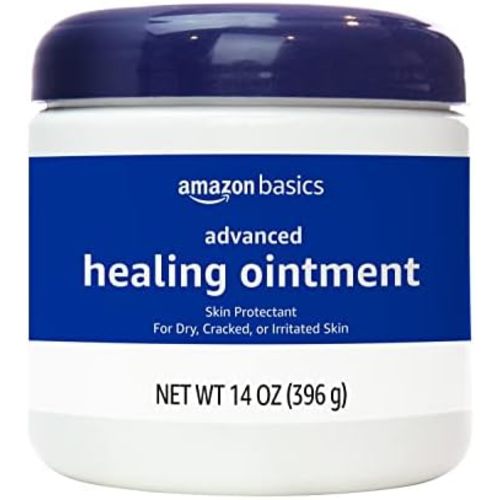 Amazon Basics Healing Ointment & Skin Protectant for Dry & Cracked Skin, Chapped Lips, Minor Cuts and Scrapes, Moisturizing Barrier Cream, Fragrance Free, 14 oz, 1-Pack