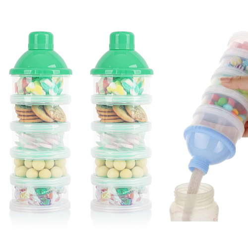 2 PCS 5 Layers Baby Milk Powder Dispenser, Portable Formula Dispenser, Travel Milk Powder Container, Snack Storage Box