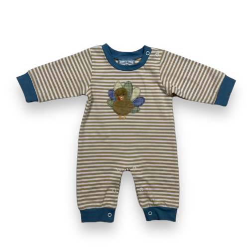 Three Sisters Baby Turkey Applique Boy Romper - Ruffle Me This
