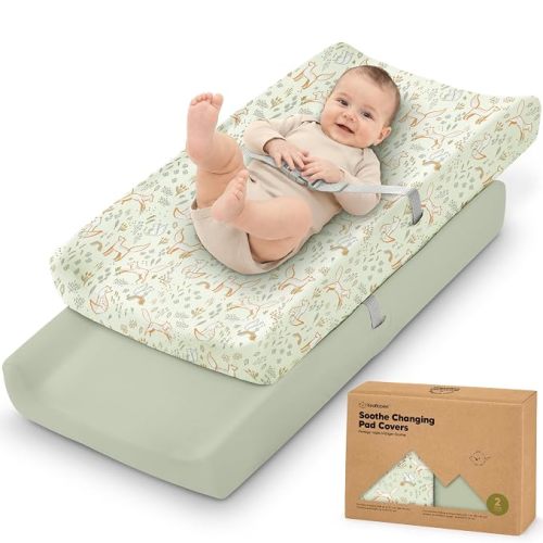 2-Pack Organic Changing Pad Covers for Girl, Boy, 100% Cotton (Foxtrot)