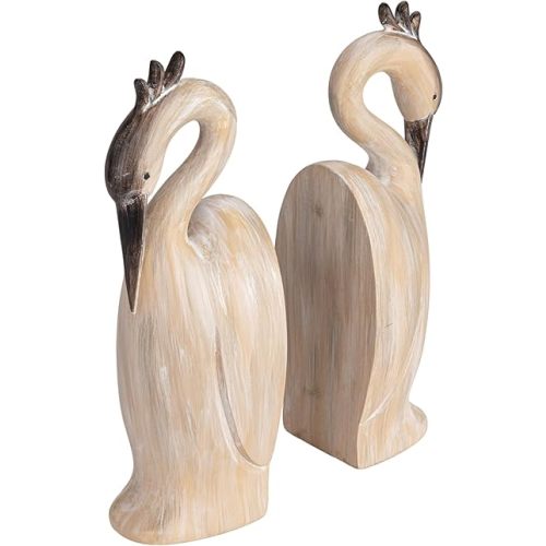Creative Co-Op Resin Heron Bookends, Cream, Set of 2