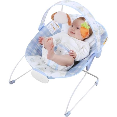 Portable Baby Bouncer Seat with 8 Melodies, 3 Vibration Levels & Adjustable Volume, Foldable Infant Bouncer Rocker with Safety Harness for Baby 0-6 Months, Indoor & Outdoor Use BR2401