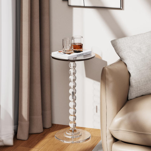 Wrought Studio™ Acrylic Side Table, End Table Round Top With Solid Post For Living Room, Bedroom, Balcony, Easy Assembly (pedestal) & Reviews | Wayfair