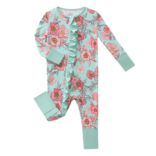Baby Girls’Bamboo Viscose Romper,2-Way Zipper, Sizes Newborn-3T