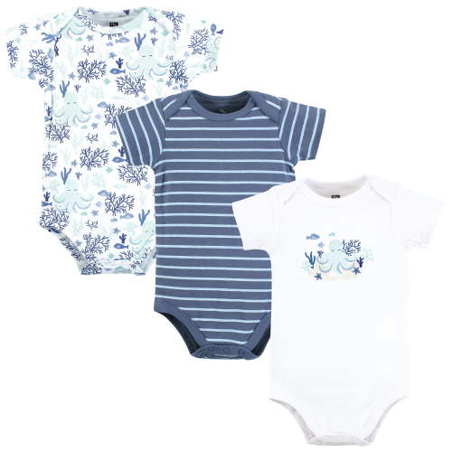 Hudson Baby Infant Boy Cotton Bodysuits, Mint Octopus, 12-18 Months