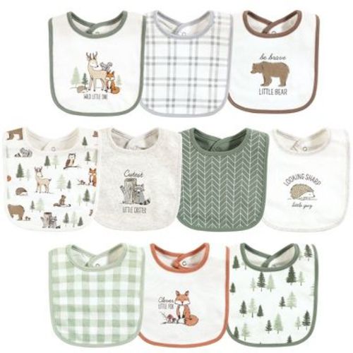 Hudson Baby Infant Baby Cotton Bibs, Forest Animals, One Size
