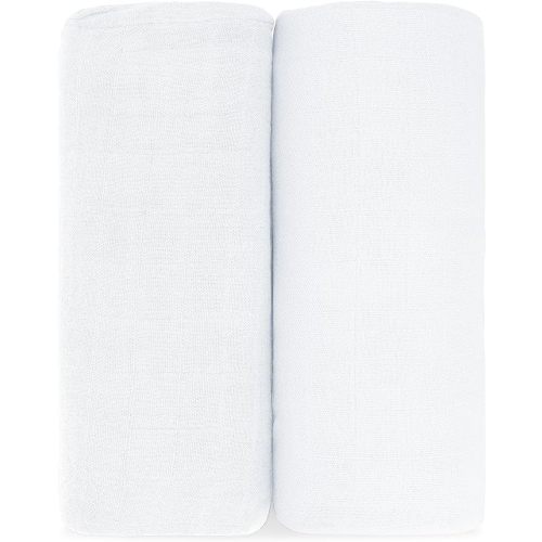 Comfy Cubs Muslin Swaddle Blankets Pack of 2 - 47 x 47 Inch Soft Cotton Baby Blanket Set, Large Multipurpose Wraps for Newborns - Self-Soothing Swaddles for Newborns - White