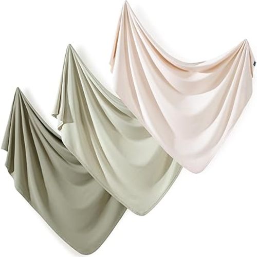 GRSSDER 3 Pack Newborn Swaddle Blanket, Ultra Soft Stretchy Jersey Knit Extra Large Size 33 x 44 Receiving Blankets for Easy Swaddling Baby Snug and Cozy