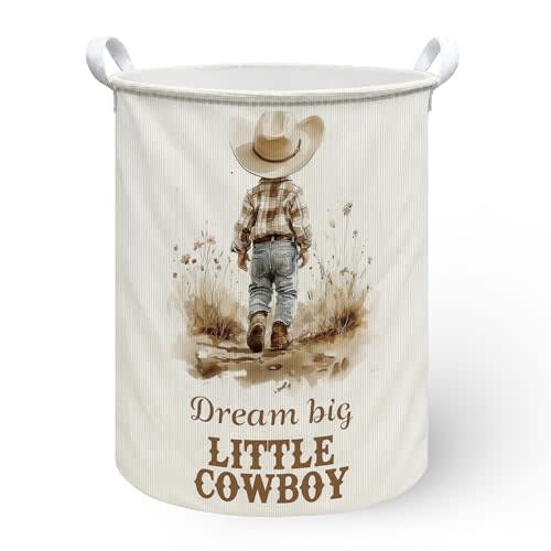 Western Nursery Cowboy Laundry Hamper Basket, Boy Nursery Decor Dirty Clothes Hamper, Western Baby Stuff, Southwestern Bathroom Decor Collapsible Laundry Bin Organizer Storage Basket, 13.8x17.8