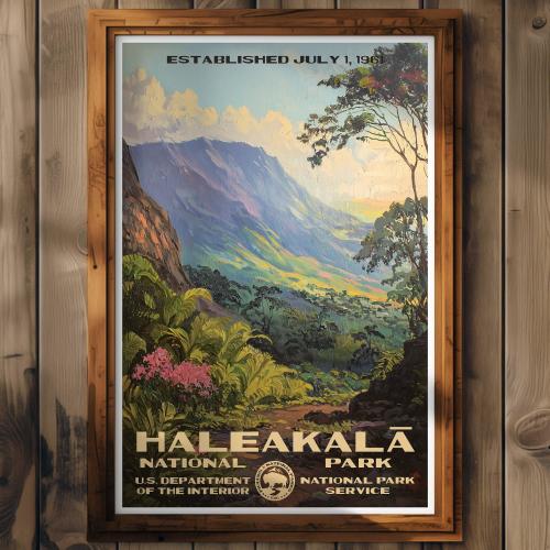 Haleakala National Park Poster, Hawaii Travel Print, Home Decor, Wall Art Painting, Hiking Gift