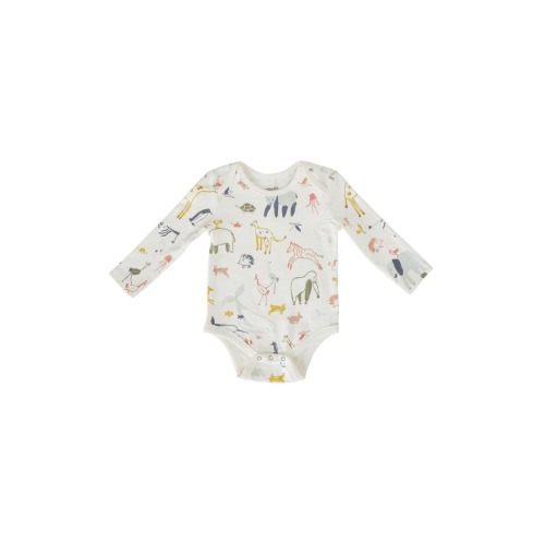 Lap Shoulder Print Long Sleeve Organic Cotton Bodysuit