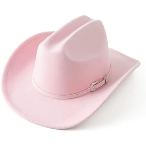 Kids Western Cowboy Hat for Girl Boy Wide Brim Beach Cowgirl Hat with Belt Buckle Cattleman Cowboys Hats