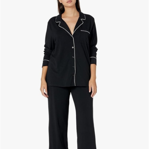 Amazon Essentials Women's Cotton Modal Long-Sleeve Shirt and Full-Length Bottom Pajama Set
