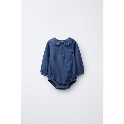 DENIM BODYSUIT - Mid-blue | ZARA United States