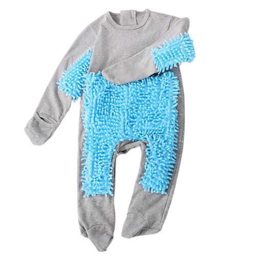 Baby Onesies Bodysuit Mop For Crawling Floor Cleaning Pretend Play Outfit(Size:12-18 Months)