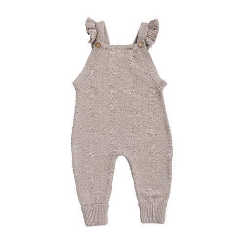Taupe Ruffle Knit Overalls – Mebie Baby