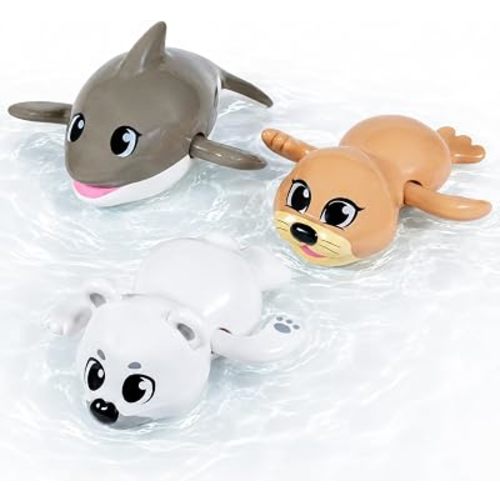 Tub Works® Swimmers™ Wind Up Baby Bath Toys, Arctic™ 3 Pack | Swimming Toddler Bath Toys for Interactive Play | Easy-to-Use | Ideal Bathtub Toys for Kids, Toddler Pool Toys & Water Table Toys