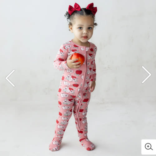 Print Footie with 2 Way Zipper in Desert Rose Apple Picking