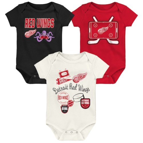 Detroit Red Wings Outerstuff Infant & Newborn Littlest Player Three-Pack Bodysuit Set
