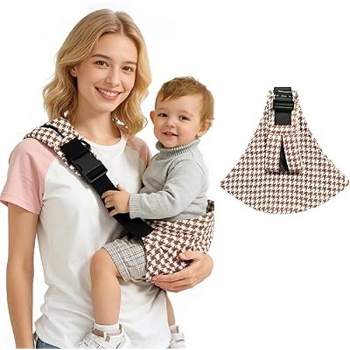 Baby Sling Carrier, Toddler Sling Carrier 20-44 lbs with Adjustable Straps, Portable and Lightweight Baby Carrier One Shoulder, Ideal for Hands-Free Parenting (Beige)