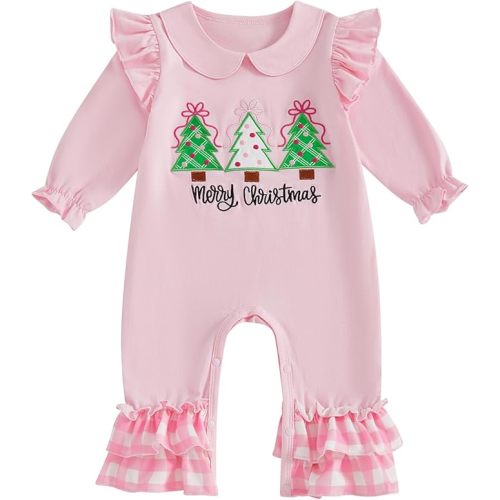 Baby Girl First Christmas Outfit My 1st Christmas Newborn Romper Long Sleeve Jumpsuit Infant Santa Outfit