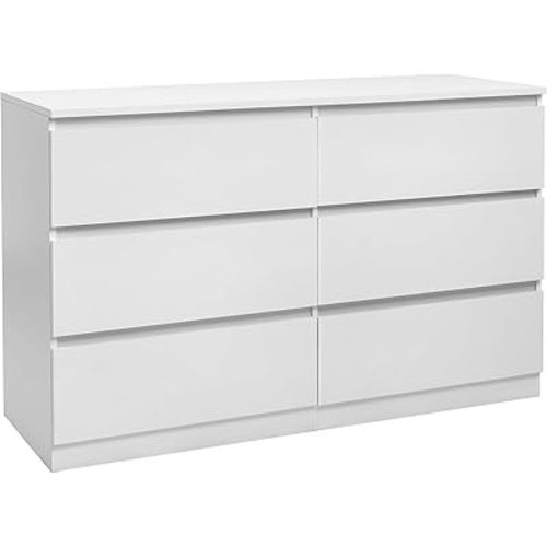 Spaco White 6 Drawer Dresser for Bedroom,48'' Modern Dresser with Deep Drawer,Wide Storage Chest of Drawers,Bedroom Storage Organizer Furniture,TV Stand for Living Room