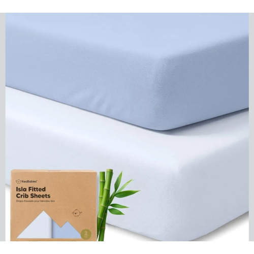 KeaBabies 2-Pack Baby Crib Sheets for Boys, Girls, 52x28 Fitted (Blue Flax)