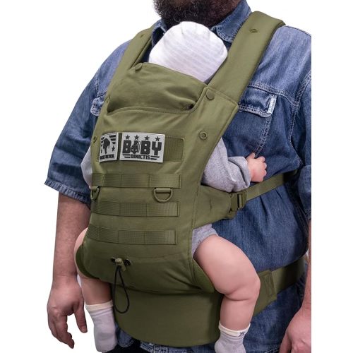 Ergonomic Lumbar Support Baby Carrier for Infants to Toddlers (8-33 lbs), Cozy and Lightweight Military Baby Carrier for Plus Size Parents-Jungle Green