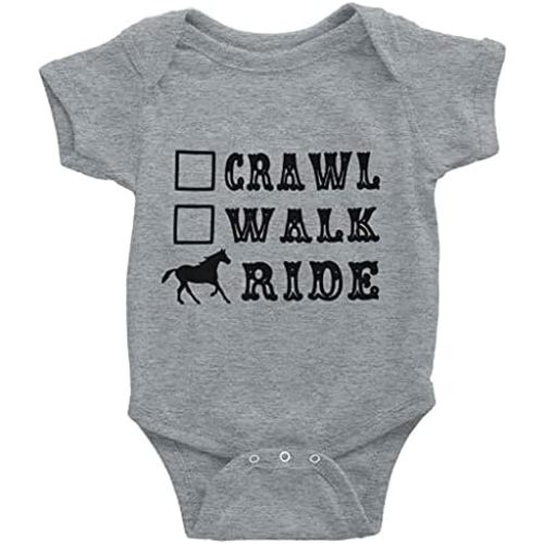 Crawl Walk Ride Horse Cute Baby Cartoon Bodysuit Short Sleeve Rompers Jumpsuit Unisex