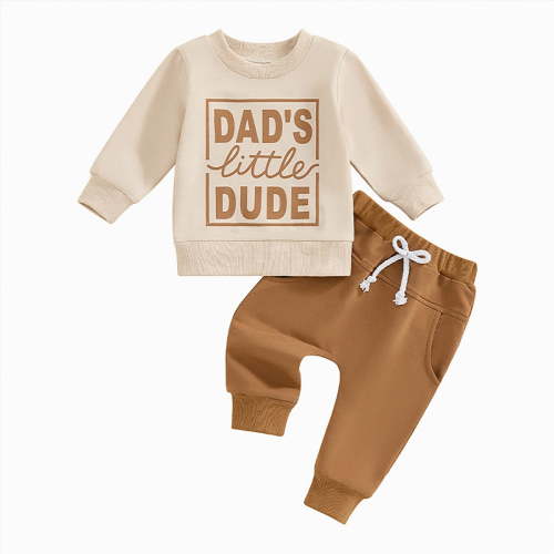 Ramiter Baby Outfits Boys Fall Winter Clothing Set Boy Boy Sweatshirt Crewneck Pullover Sweater Fall Clothes(Khaki,3-6M)