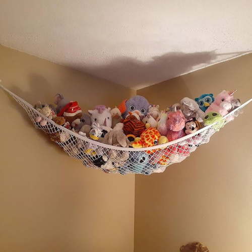 Toy Hammock Net- Corner Organizer Stuffed Animals Storage- Hanging Storage Net for Kids Toys