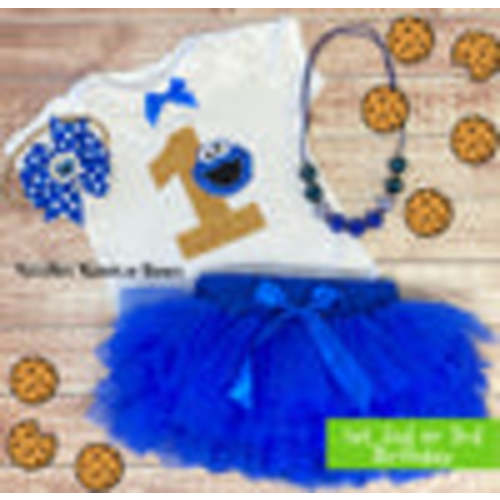 Girls Cookie Monster 1st Birthday, Cake Smash Outfit