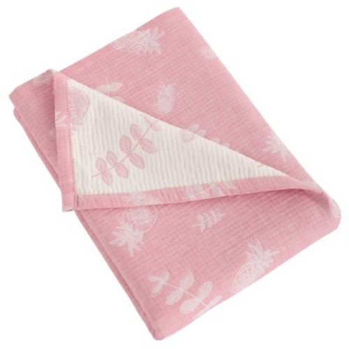 3 Layer Muslin Cotton Toddler Blanket, Super Soft and Warm Crib Blanket, 45x60 Inches, Pink Pineapple - NTBAY