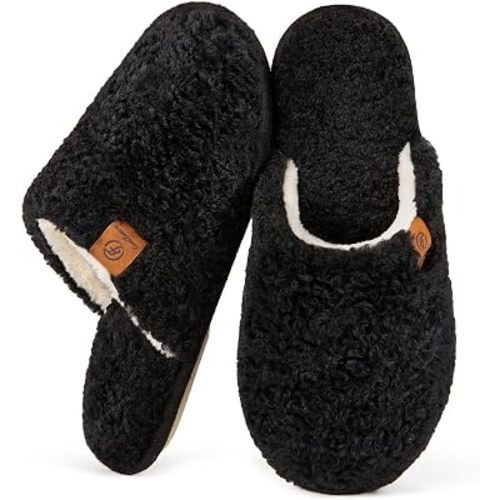 EverFoams Women's Fuzzy Slippers Warm Cozy Memory Foam Indoor House Shoes