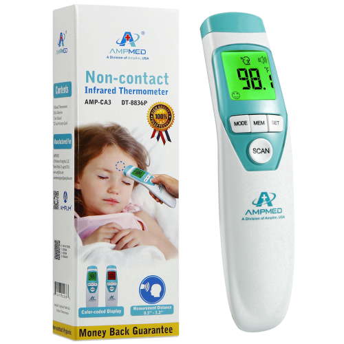 Amplim Digital No-Touch Forehead Thermometer for Adults and Kids, Non-Contact Baby Fever Thermometer HSA/FSA Eligible