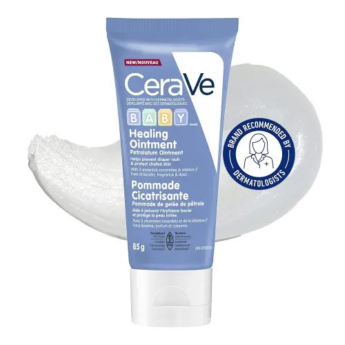 CeraVe BABY Multi-purpose Healing OINTMENT Cream. Prevent Baby Diaper Rash, Chafed skin/Lips, Dry & Cracked heels & feet. Petroleum jelly with Ceramides & Vitamin E. Slugging Cream, sensitive skin, lanolin-free, Fragrance-Free, Travel Size, 85G