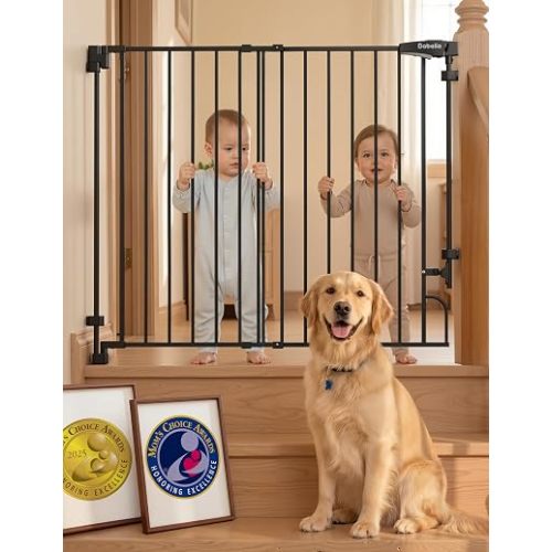 Babelio 36" H Removable Baby Gate for Stairs No Bottom Bar, 29-43" W, Black