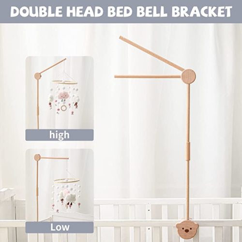 Baby Crib Mobile Arm,HBM 28-33inch Wooden Mobile Arm for Crib Mobile Hanger for Crib Baby Girl Nursery Decor