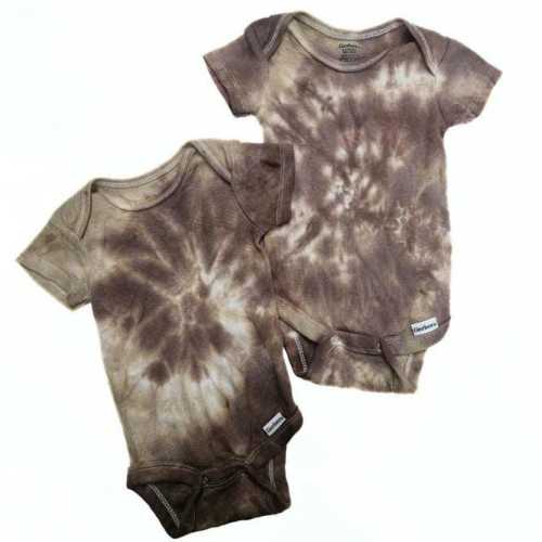 Earth Tone Spiral Tie Dye Baby Infant Cotton Snap Closure Onesie (Set of 2)