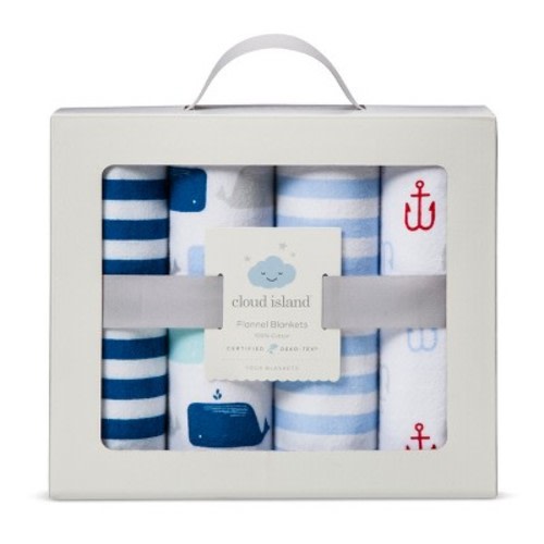 Flannel Baby Blankets Flannel By the Sea 4pk - Cloud Island™ Blue