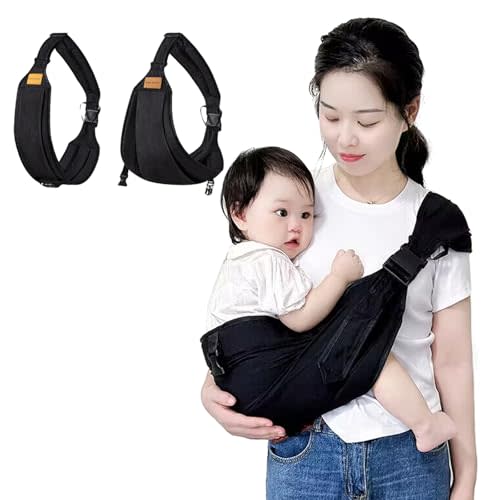 Baby Sling Carrier,Toddler Carrier,Baby Sling,Portable and Adjustable Non-Slip Hip Seat Carriers 10-45lbs(Black,Cloth)