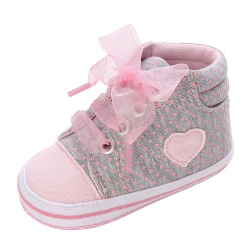 Baby Shoes Walking Shoes Spring Autumn Casual Shoes Light Flat Sole Solid Color High Top Warm Comfortable Ribbon Bow Girls Sneakers,Size 0 Months-6 Months