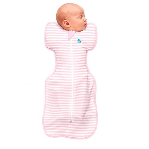 Love to Dream Swaddle UP, 1.0 TOG Baby Sleep Sack, Self-Soothing Swaddles for Newborns, Improves Sleep, Snug Fit Helps Calm Startle Reflex, New Born Essentials for Baby, Medium 13-19 lbs, Stripe Pink
