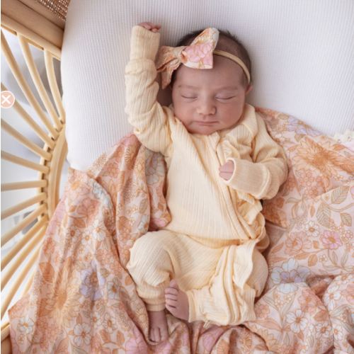 Frill Zip Romper | Pastel Lemon Rib Pointelle – Little and Fern
