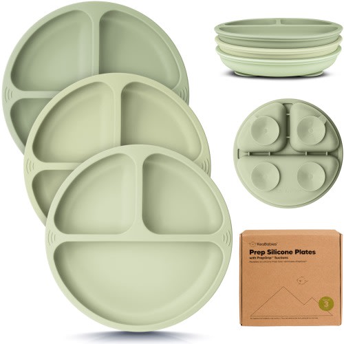 3-Pack Prep Silicone Suction Plates - Sage / One Size